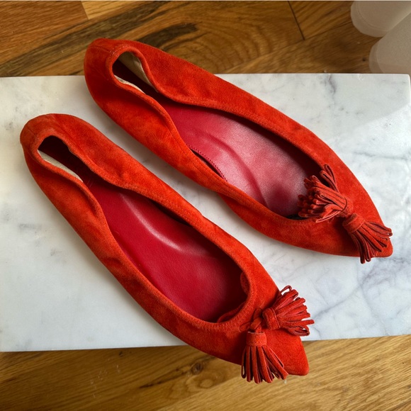J Crew Poppy Red Pointed Flats with Tassels - NTW - Picture 3 of 7